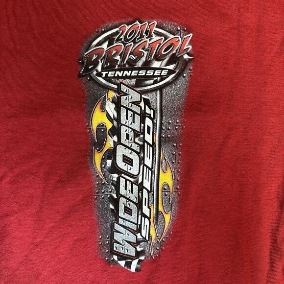 Retro Bristol Nascar Shirt Mens XL Wide Open Seed 2011 Y2K Racing Red - Picture 3 of 6